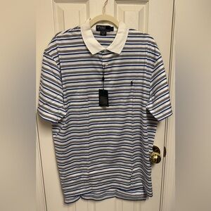 Ralph Lauren White & Blue Striped Polo Shirt